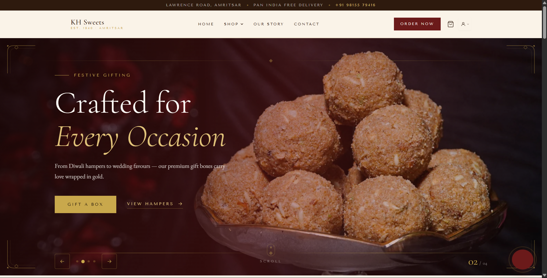 KH Sweets website